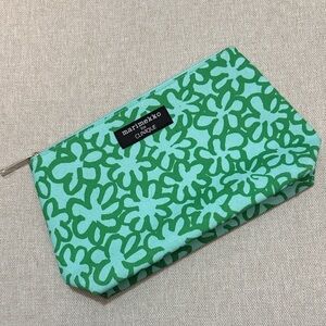 Like New marimekko for Clinique ZipTop Makeup Pouch-Green/Blue Abstract Floral